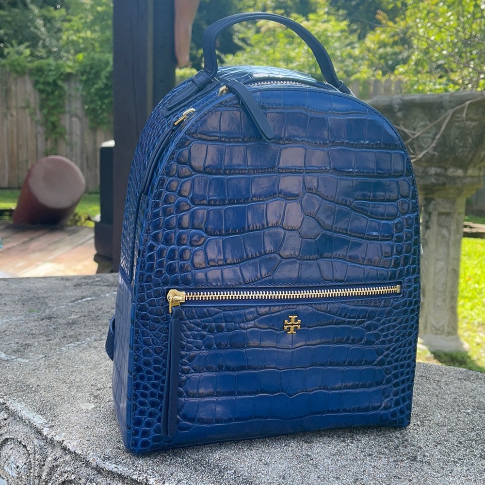 Tory Burch Croc - Embossed Mini Leather Backpack - Picture 3 of 14